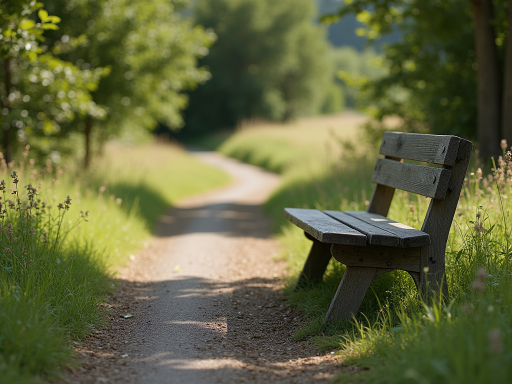 Rural roadside bench — bus station solar lighting