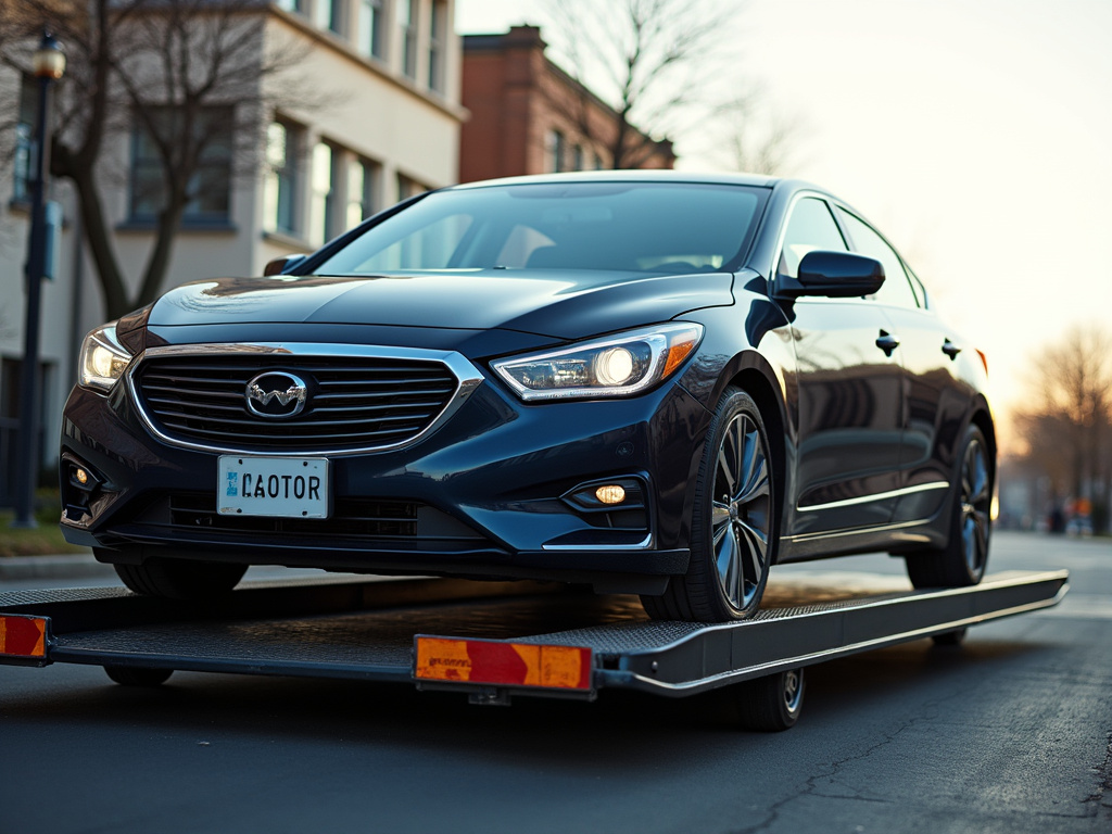 Sedan on flatbed — car shipping Pennsylvania