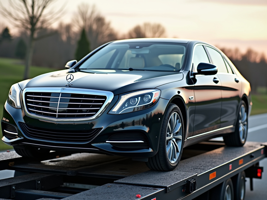 Sedan on flatbed — car shipping Pennsylvania