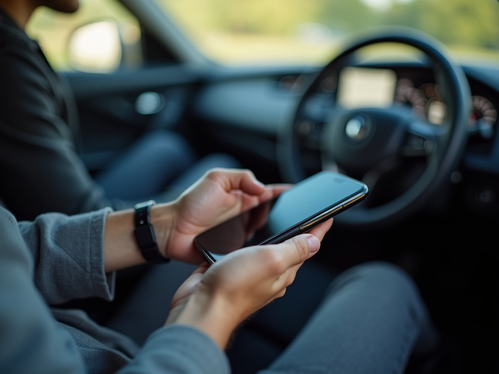Smartphone in car — los angeles distracted driving accident lawyer