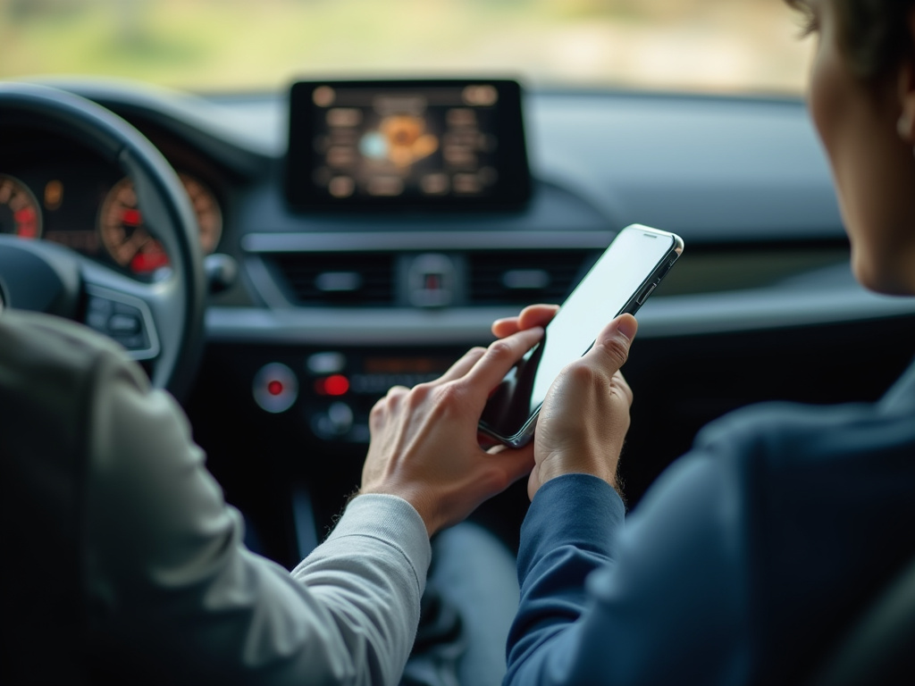 Smartphone in car — los angeles distracted driving accident lawyer