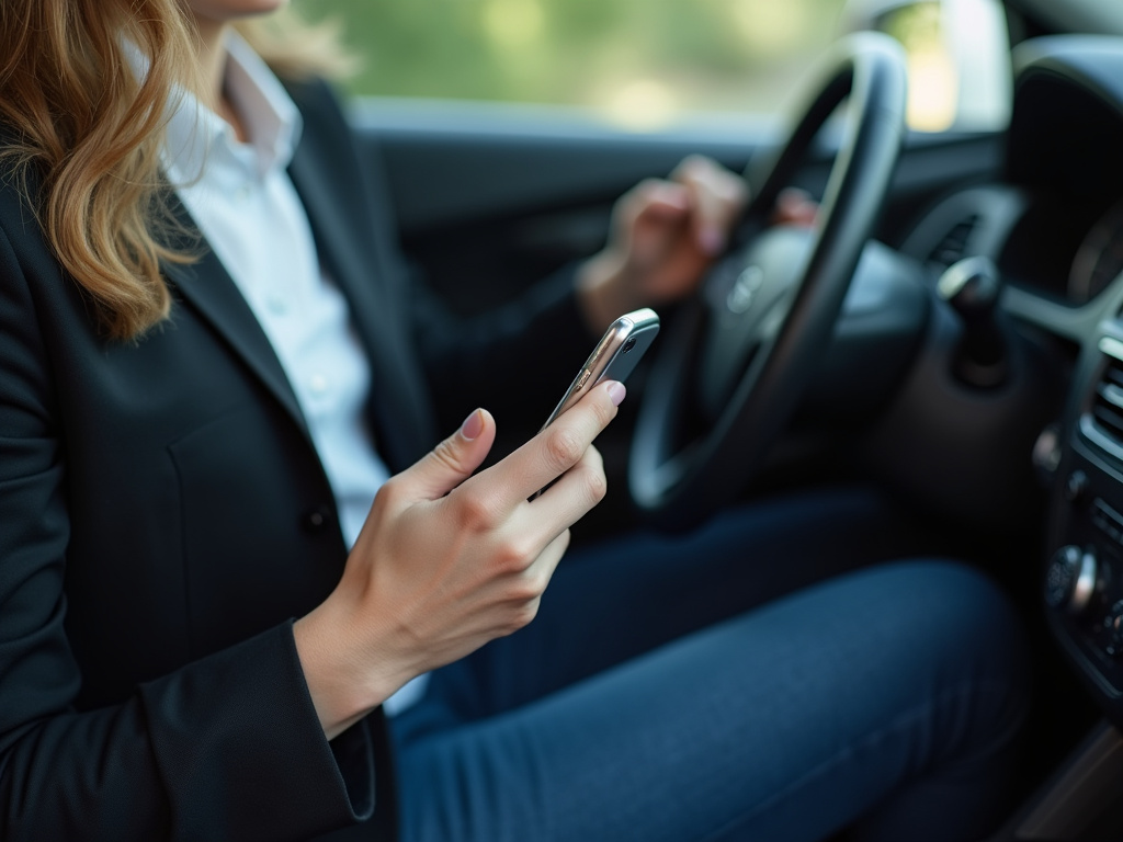 Smartphone in car — los angeles distracted driving accident lawyer