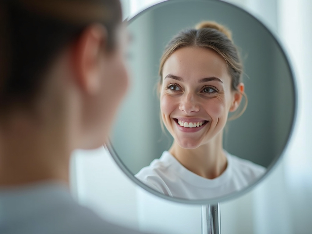 Smiling patient mirror — invisalign coral springs