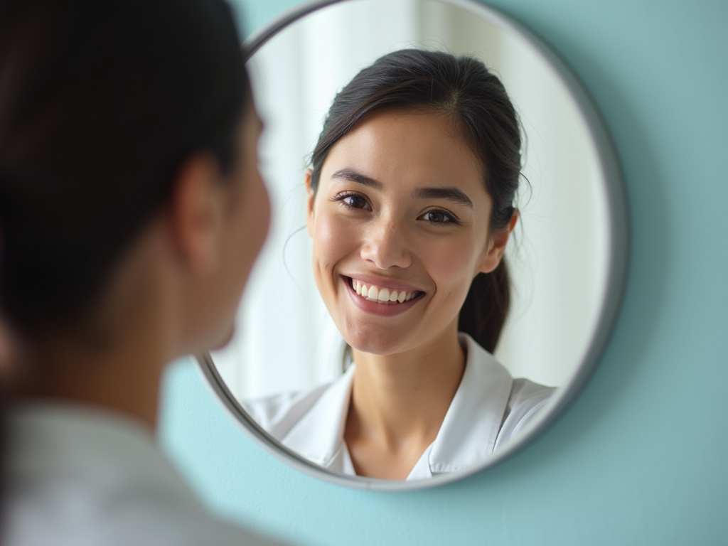 Smiling patient mirror — invisalign coral springs