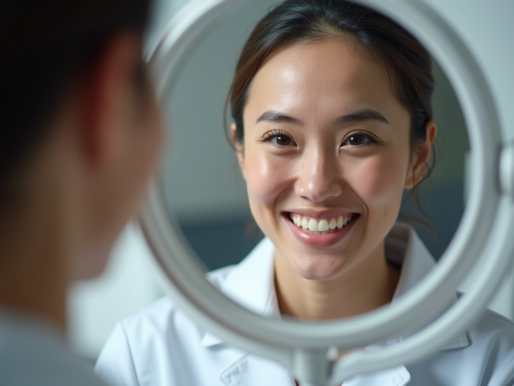Smiling patient mirror — invisalign coral springs