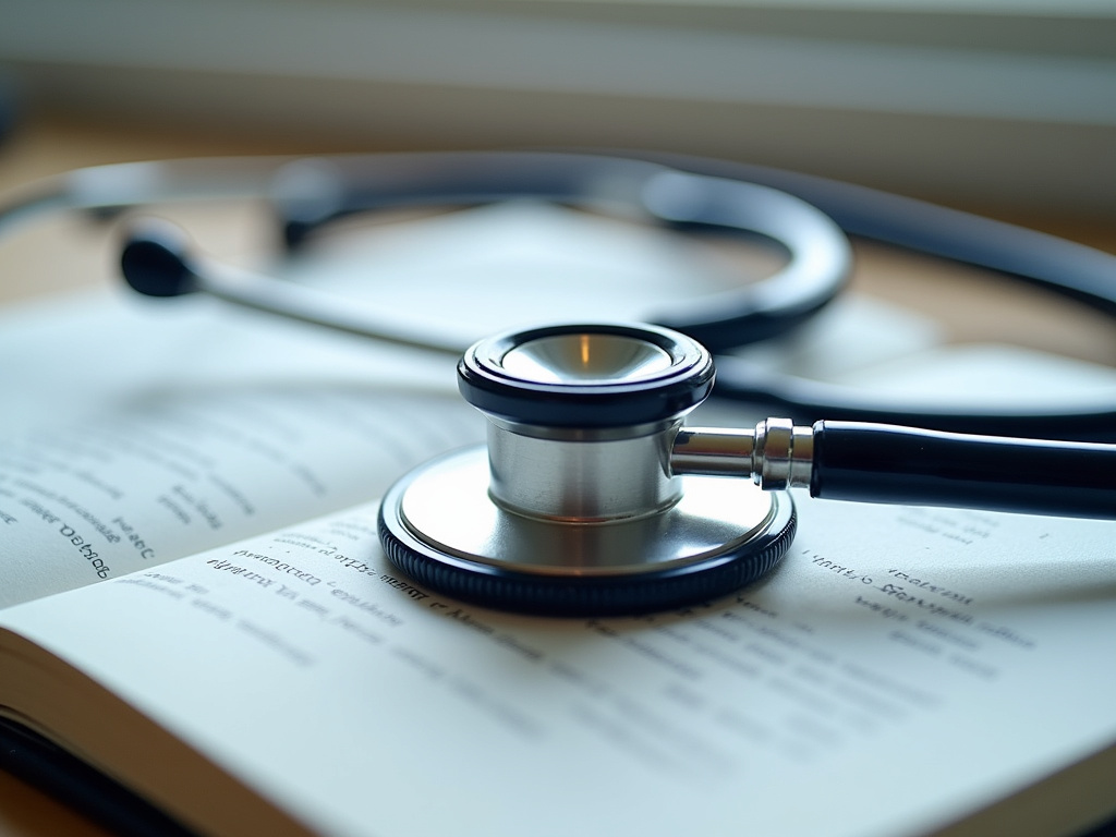 Stethoscope on textbook — associate degree registered nursing
