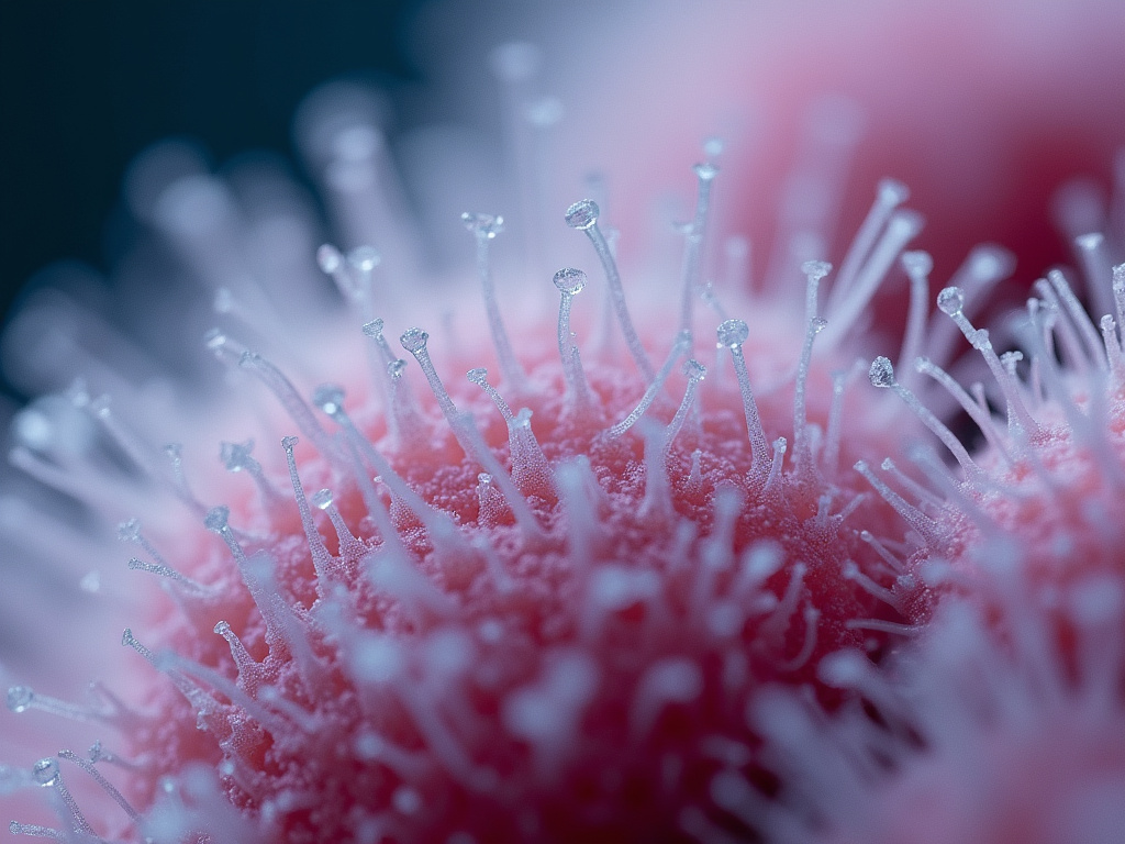 Trichomes macro — cannabis flower